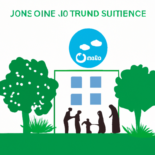 Crée une illustration HD d'un centre d'aide au Soudan du Sud pour les survivants des conflits. L'image devrait montrer un bâtiment accueillant entouré de jardins verdoyants, avec des personnes de différentes origines ethniques se tenant ensemble, souriantes et recevant de l'aide. L'ambiance générale doit être chaleureuse, inclusive et pleine d'espoir.