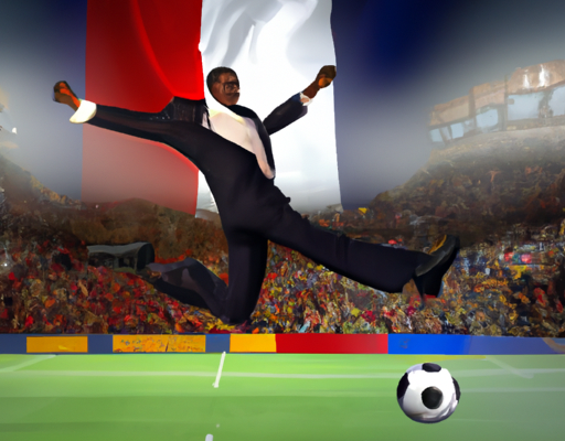 Emmanuel Macron marque un pénalty en Football