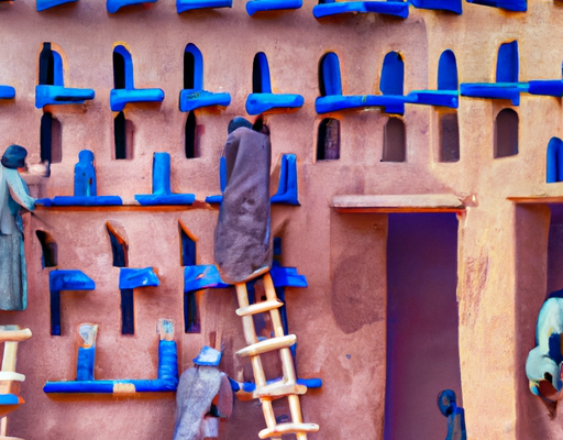 Rituel ancestral de plâtrage à Djenné, Mali