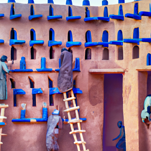 Rituel ancestral de plâtrage à Djenné, Mali