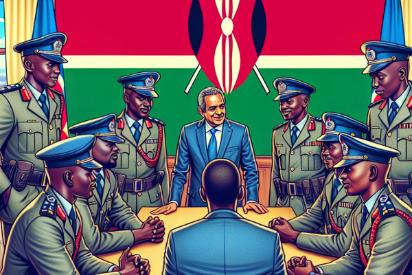 Rencontre entre policiers kényans et PM Conille à Haïti