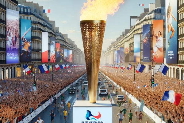 La flamme olympique aux Champs Élysées pour JO Paris 2024