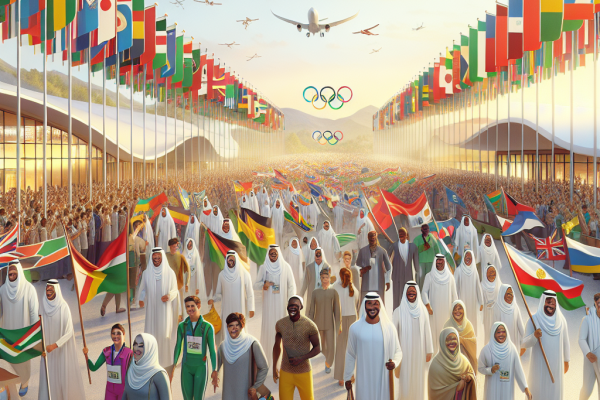 Arrivée des délégations au village olympique pour les JO 2024