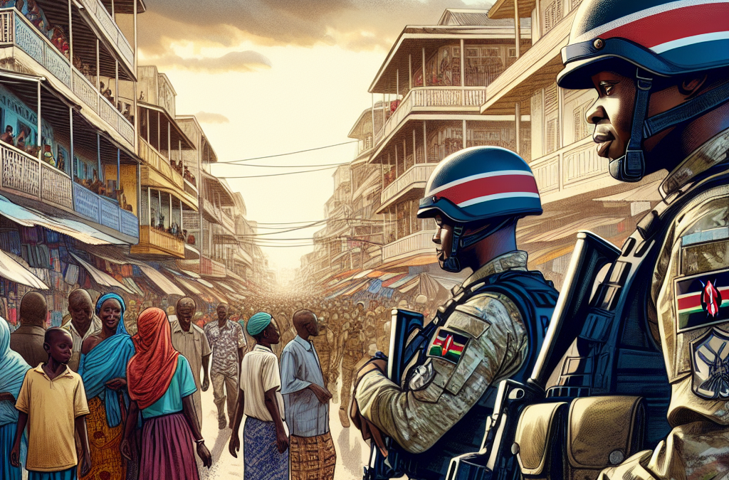 La **police kényane** effectue sa **première patrouille à Port-au-Prince**