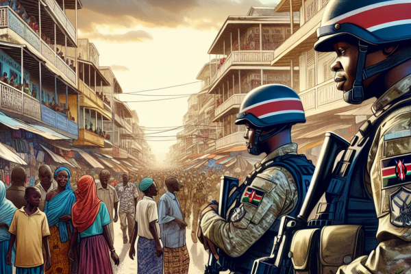La **police kényane** effectue sa **première patrouille à Port-au-Prince**