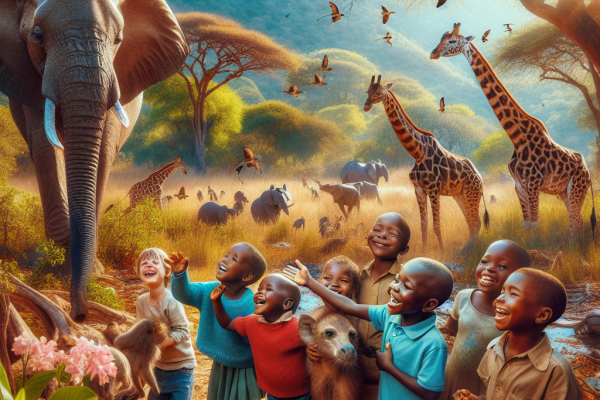 Enfants du Zimbabwe cohabitent avec animaux sauvages
