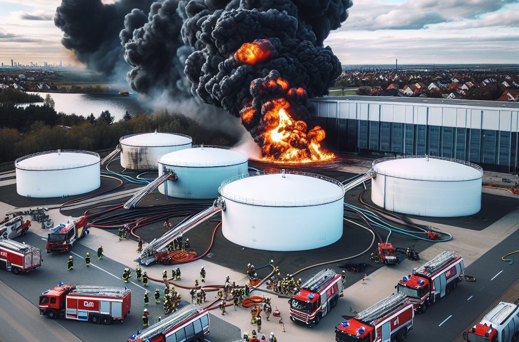Incendie persistant après attaque drone.