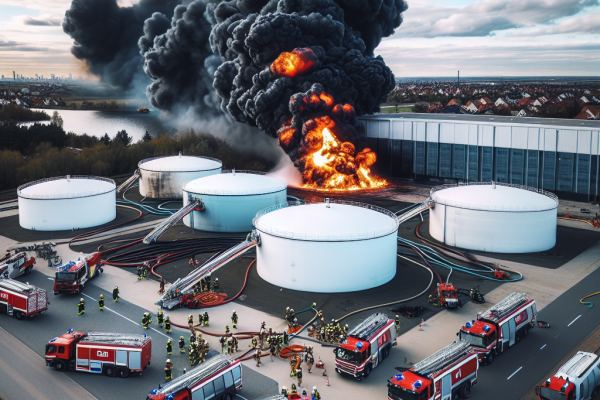 Incendie persistant après attaque drone.