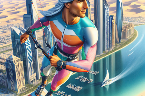 Sebastian Alvarez réalise du skysurf à Abu Dhabi