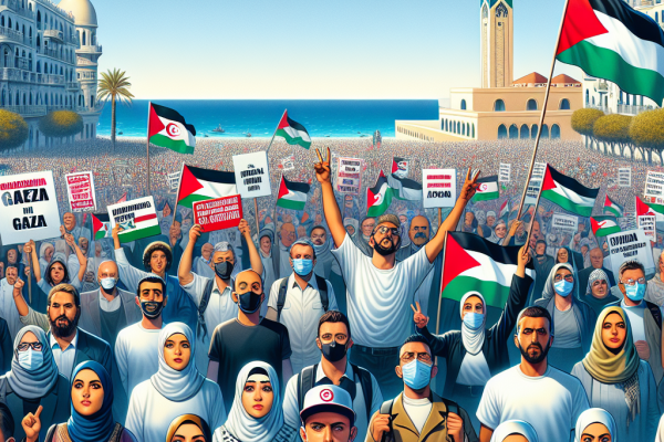 unisiens marchent pour Gaza, un an après.