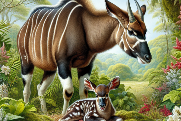 Naissance d&rsquo;un bébé bongo des montagnes en Angleterre