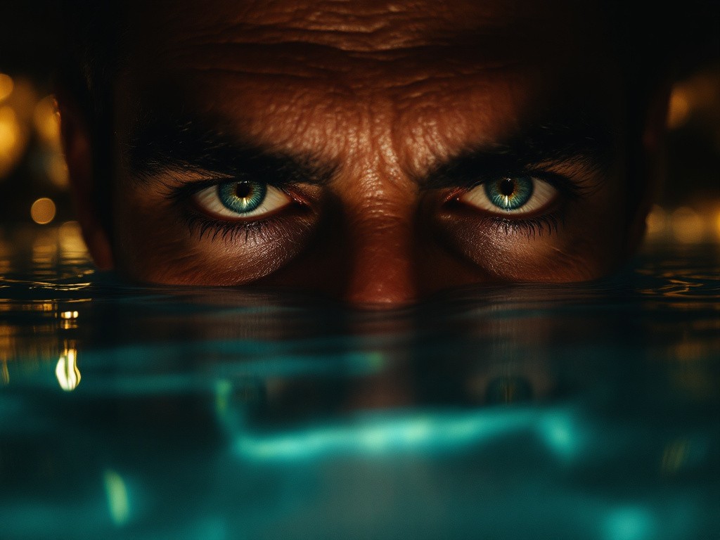 image du regard insistant d'un homme prédateur pour illustrer le film de zoë kravitz blink twice sur l'affaire epstein